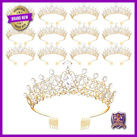 12-Piece Rhinestone Tiara Set with Combs for Weddings Parties Prom